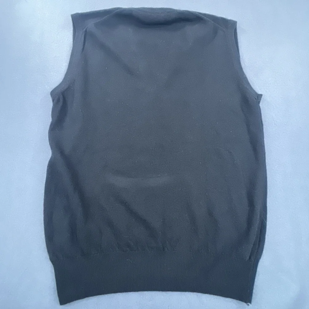 VTG Gap Clothing Company Wool Sweater Vest Men's Medium Black Made In Italy Flaw